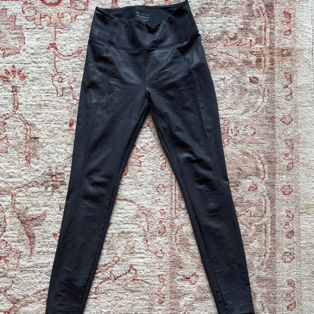 Athleta Black High-Rise Leggings with back pockets